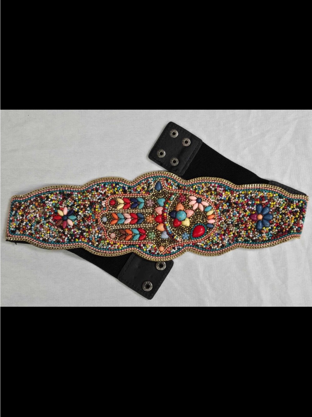 Hand-Beaded Multicolor Women's Waist Belt - Picture 4 of 11